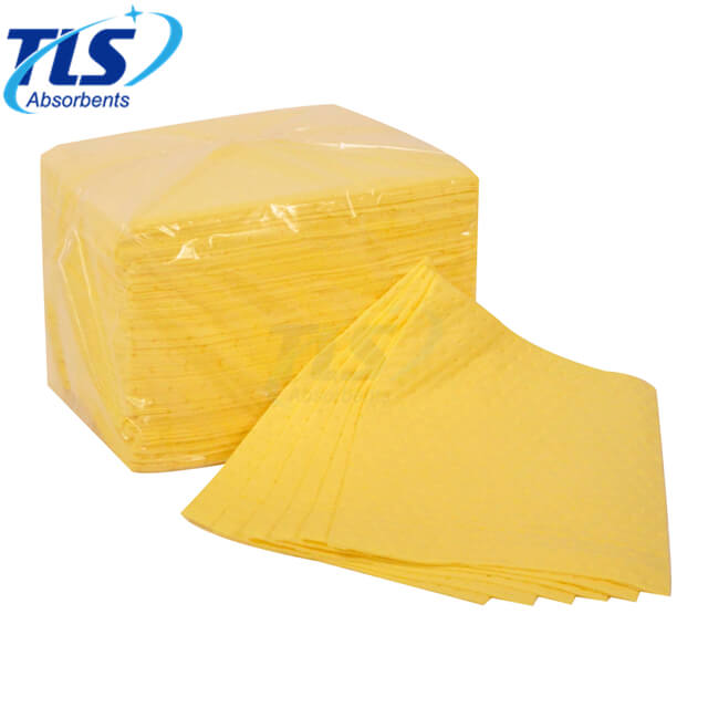 100% PP Chemical Yellow Absorbent Pads For Chemical Spills Effects