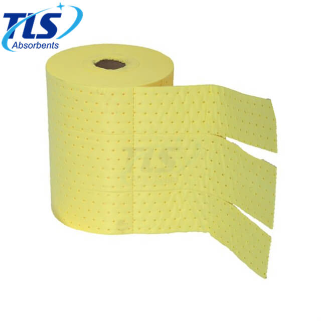 Spill Control Chemical Absorbent Rolls Yellow Color Perforated Type
