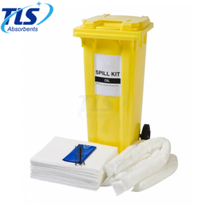 660Litres Oil Only Emergency Spill Kit with Yellow Wheelie Bin